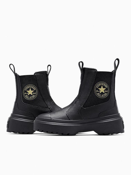 Lederne Kinderstiefeletten Schwarz