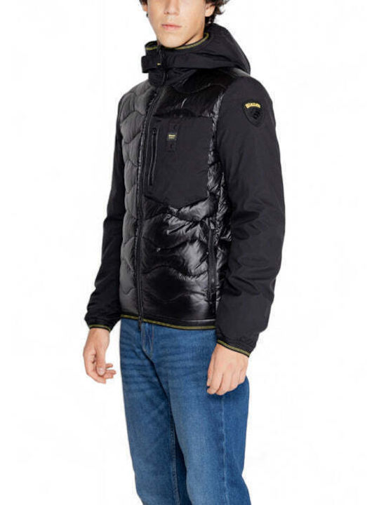 Blauer Herren Winter Jacke Lässig Weiß