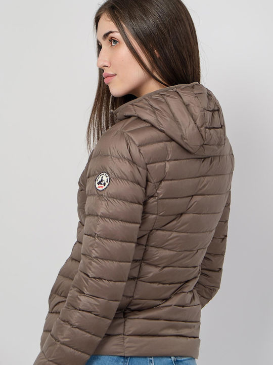 Jott Cloe Women's Short Puffer Jacket Waterproof and Windproof for Winter Beige