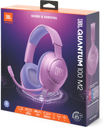 JBL Quantum 100M2 Over Ear Gaming Headset with 3.5mm Connectivity Purple for Nintendo Switch / PC / PS4 / PS5 / XBOX