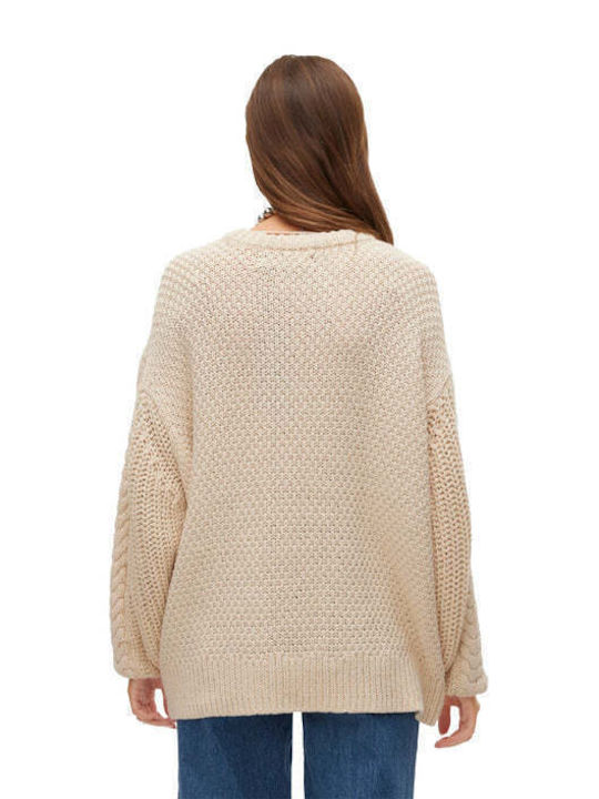 Vero Moda Winter Women's Cotton Blouse Long Sleeve Beige