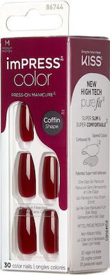 Kiss Impress Colored False Nail Tip Burgundy