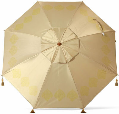 Pliabil Umbrelă de Plajă Aluminiu cu Diametru de 1.8m cu Protecție UV Bej UPF 50+