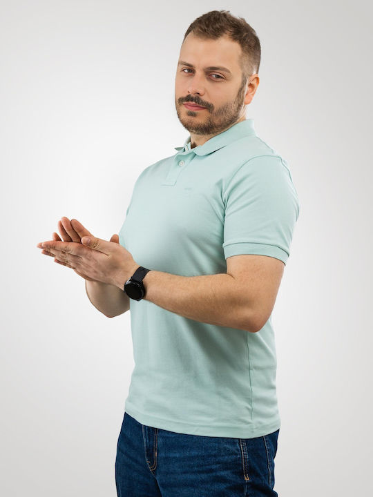 Men's Blouses Polo Short Sleeve Turquoise