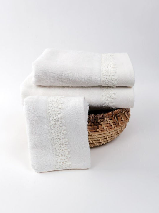 Liolios Home 3pc Bath Towel Set Margarita Cream