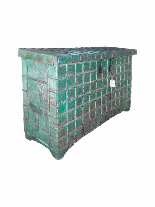 Alexandra House Living Trunks Green Iron Acacia Wood Mango Wood 43 X 79 X 135 Cm