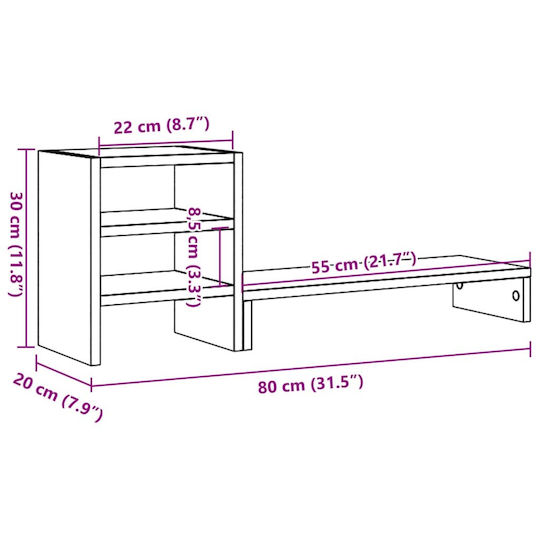 vidaXL Stand Desk Mounted Monitor Brown Oak Brown (854741)