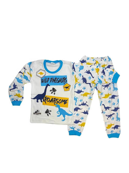 Supermini Παιδική Πιτζάμα Χειμωνιάτικη Γαλάζιο Dinosaurs