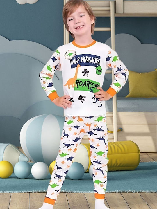 Supermini Kids Pyjamas Winter Cotton PORTOOKALI Dinosaurs