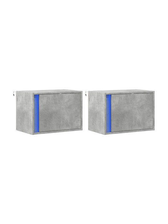 Vidaxl Wall-Mounted Bedside Tables with LED Lights 2 pcs Concrete Gray 50x31x35cm Gray