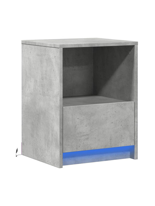 Vidaxl Bedside Table with LED Lights Concrete Gray Chipboard Wood 38x34x50cm 1 Piece Gray