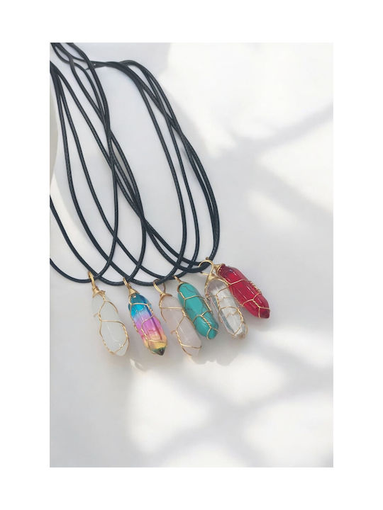 Multicolor Crystal Glass Necklace with Gold Plating