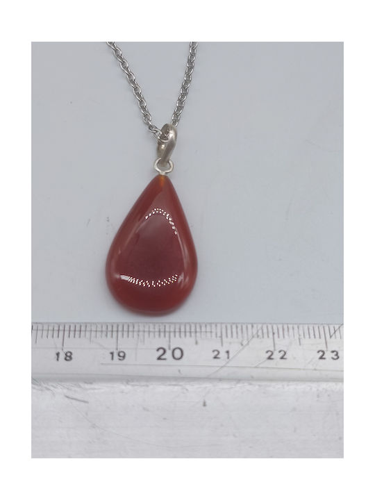 Carnelian Cabochon Cut Necklace Silver 925