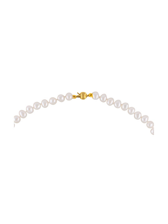 Necklace K14 Gold Beads White Pearls F125587