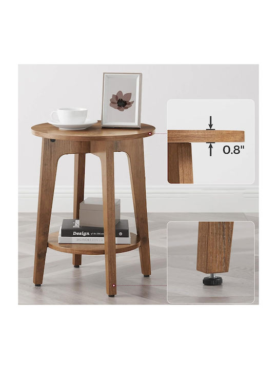 Round Side Table Wooden Beige L40xW40xH50cm.