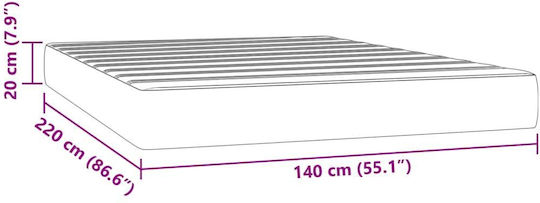 Vidaxl Taschenfederkernmatratze Rosa 140x220x20cm Samt 1 Stk Doppel Rosa