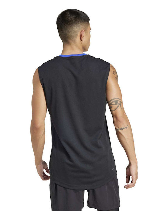 Adidas Heat.rdy Men's Athletic Sleeveless Blouse Blue, Lucid Blue, Black