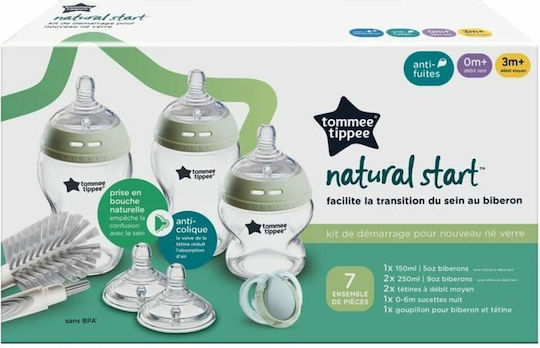 Tommee Tippee Plastic Baby Bottle Set Anti-Colic with Silicone Nipple 250ml 7pcs