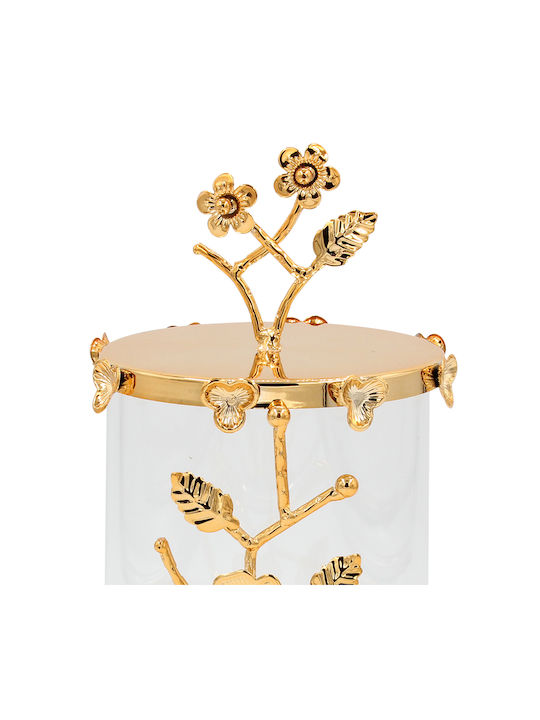 Keskor Φοντανιέρα Μεταλλική με Καπάκι 14x14x24cm Χρυσή