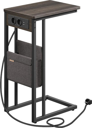 Beistelltisch mit integrierten Steckdosen & USB 40x30x62 Vasagle LET356K02 Holz Metall