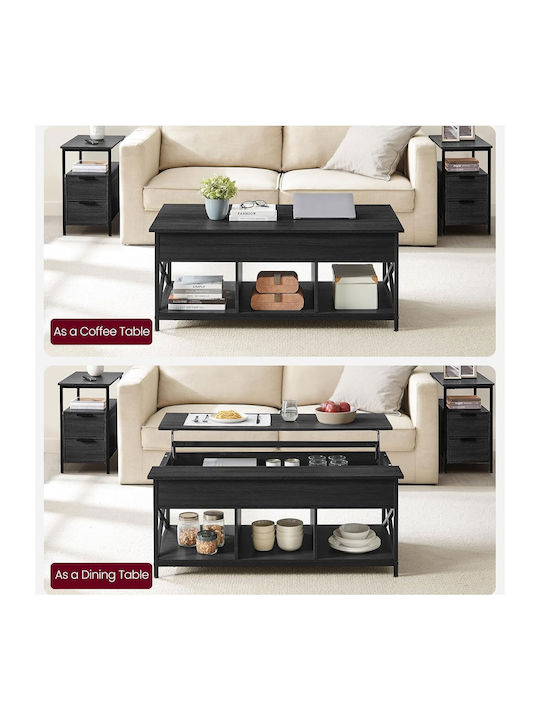 Rectangular Central Wooden Coffee Table with Lifting Mechanism Gray 120x60x48cm