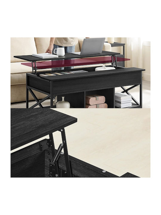Rectangular Central Wooden Coffee Table with Lifting Mechanism Gray 120x60x48cm