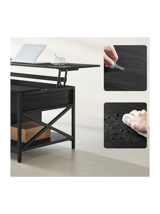Rectangular Central Wooden Coffee Table with Lifting Mechanism Gray 120x60x48cm