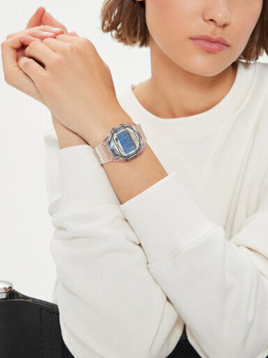 adidas Digital Two Digital Women's Watch Chronograph with Transparent Rubber Strap
