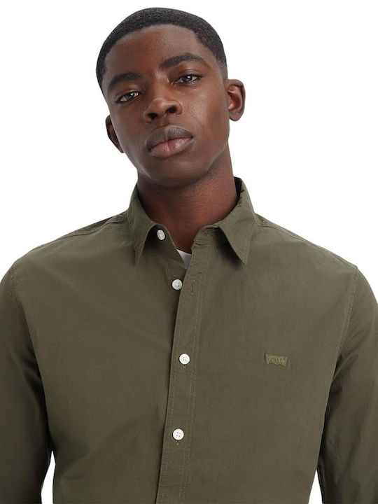 Battery Long-sleeved Denim Shirt Olive