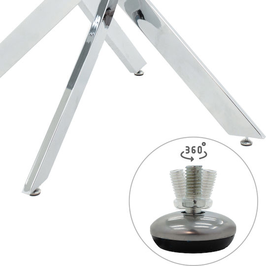 Antoro Round Table Dining Room with Glass Surface Chrome 100x100x75cm