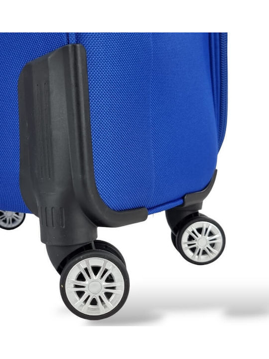 Playbags Голям Куфар За Пътуване Текстилен Син Електрически С 4 Колела Височина 75 См