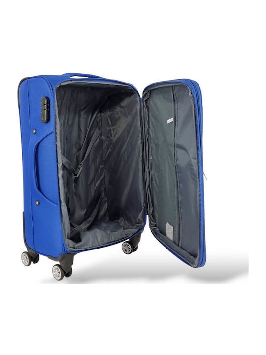 Playbags Голям Куфар За Пътуване Текстилен Син Електрически С 4 Колела Височина 75 См