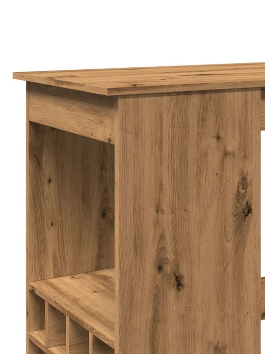 Vidaxl Bar Table Oak Rails 90x47.5x103.5cm Processed Wood 1 Piece Brown