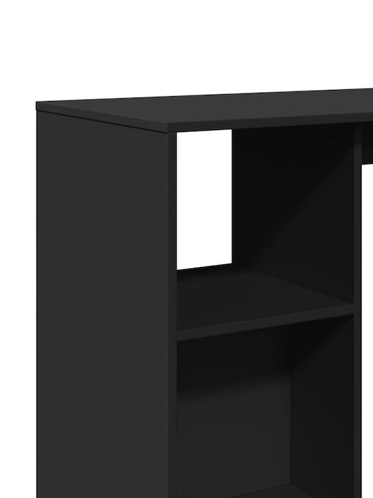 Vidaxl Console Table Shelf Black 124x46x103.5cm Engineered Wood 1 Pc Black
