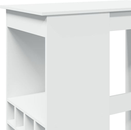 Vidaxl Τραπέζι Μπαρ Ράφια Λευκό 90x47,5x103,5cm Επεξεργ Ξύλο 1 Τεμ Λευκό