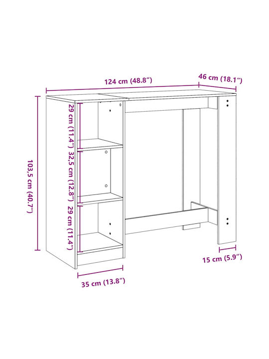 Vidaxl Console Table Shelf Brown Oak 124x46x103.5cm Engineered Wood 1 Piece Brown