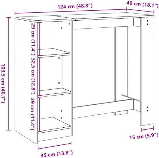 Vidaxl Konsolentisch Regal Weiß 124x46x103,5cm Holzwerkstoff 1 Stück Weiß