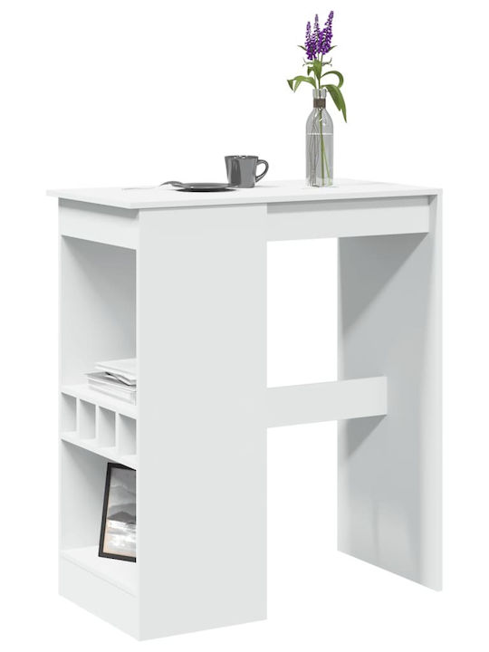 Vidaxl Τραπέζι Μπαρ Ράφια Λευκό 90x47,5x103,5cm Επεξεργ Ξύλο 1 Τεμ Λευκό