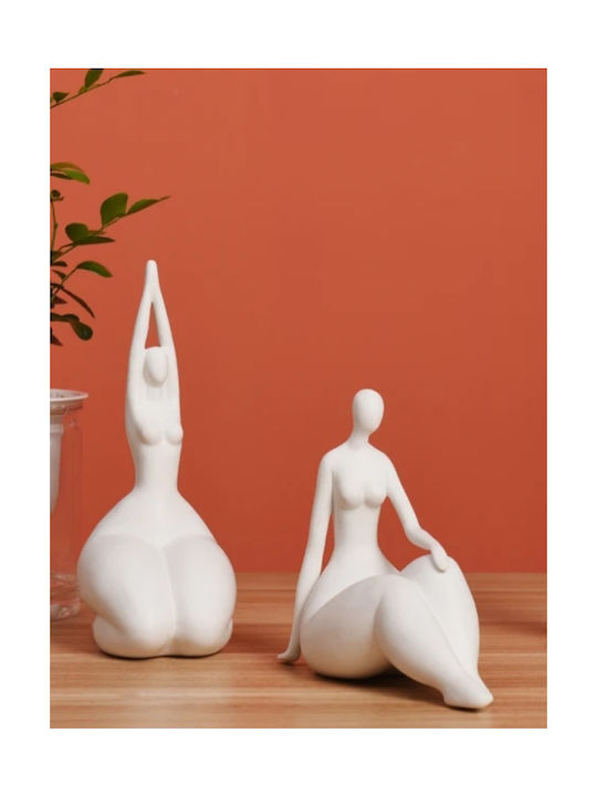 Faena Keramik Dekorative Skulptur Füllige Frau Weiß 19 cm