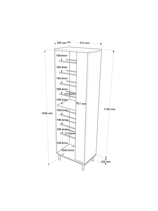 Holz Schuhschrank Inverclyde 57.2x35.5x173.6cm
