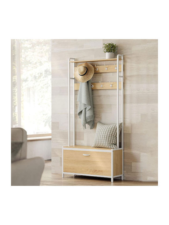 Έπιπλο Εισόδου Παπουτσοθήκη 8 Θέσεων 85x30x180 Vasagle Hsr405w09 Μοριοσανίδα Μεταλλικό