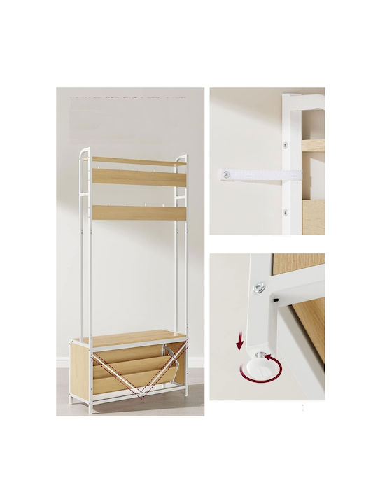 Έπιπλο Εισόδου Παπουτσοθήκη 8 Θέσεων 85x30x180 Vasagle Hsr405w09 Μοριοσανίδα Μεταλλικό
