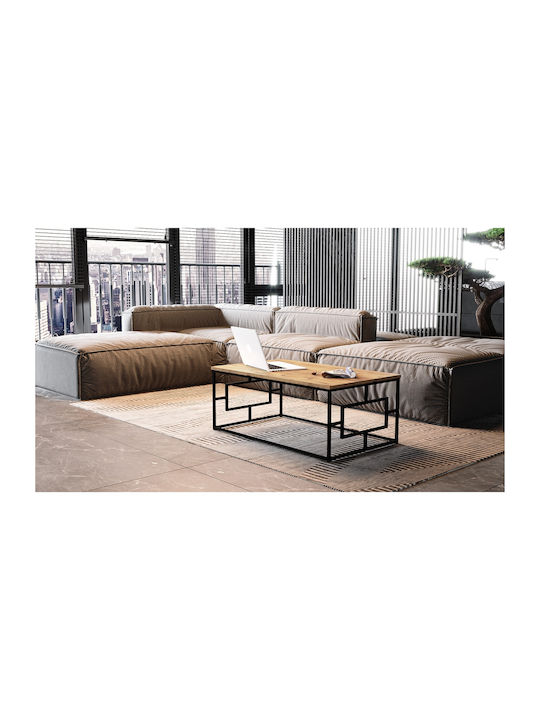 Masa Centrală Rectangulară Kinross Din Lemn Masiv De Pin/Antracit L100xL60xÎ40cm
