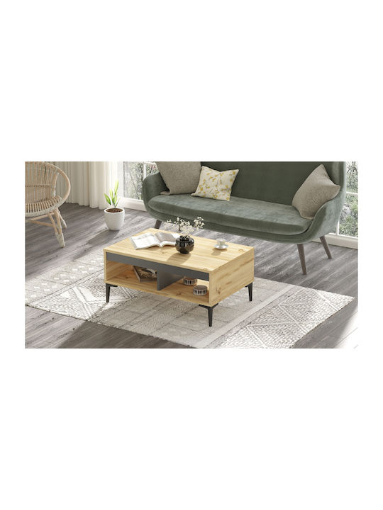 Masa Centrală Rectangulară Stirling Din Lemn Culoare Naturală/Antracit L90xL60xÎ40cm