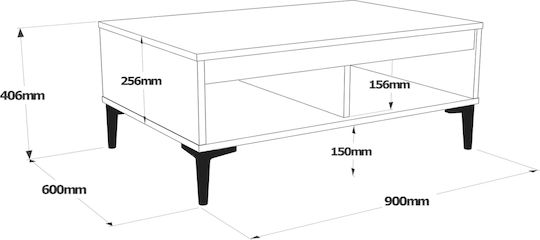 Masa Centrală Rectangulară Stirling Din Lemn Culoare Naturală/Antracit L90xL60xÎ40cm