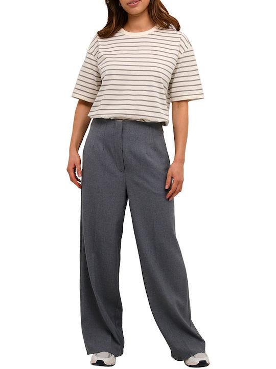 Damen Hoch tailliert Stoff Hose Gray