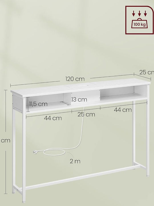 Console Table Wood & Metal White L120xW25xH81cm