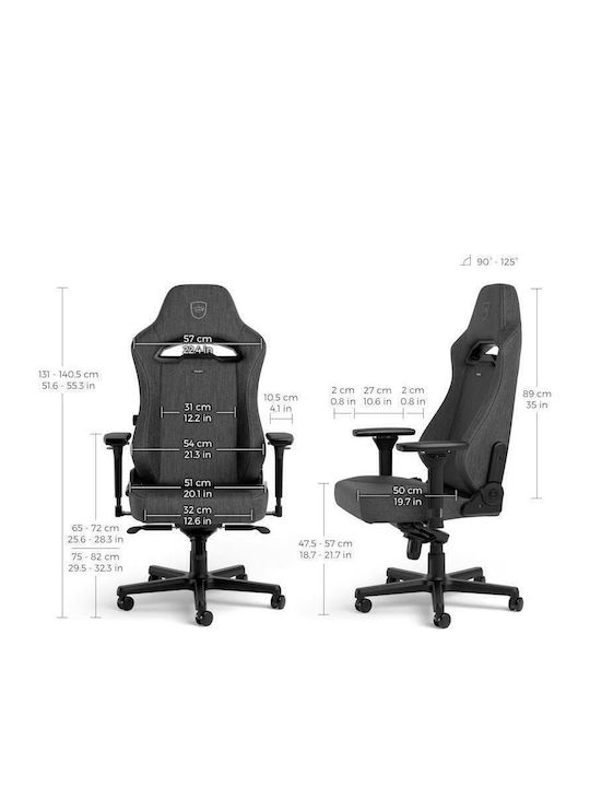 Noblechairs Hero ST TX Υφασμάτινη Καρέκλα Gaming με Ρυθμιζόμενα Μπράτσα Γκρι