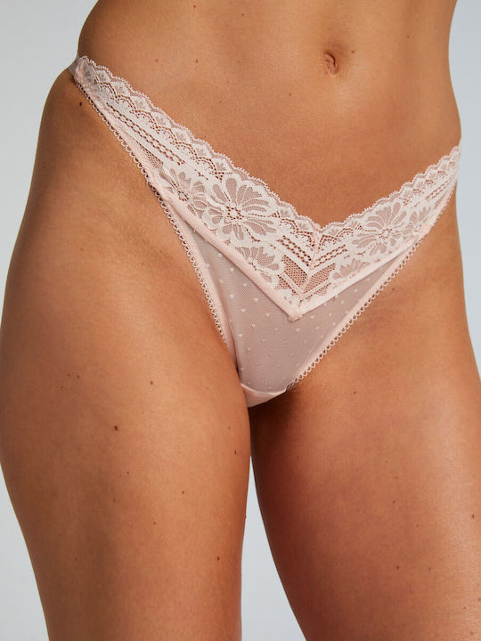 Hunkemöller Damen Zeichenfolge mit Spitze Pearl Blush