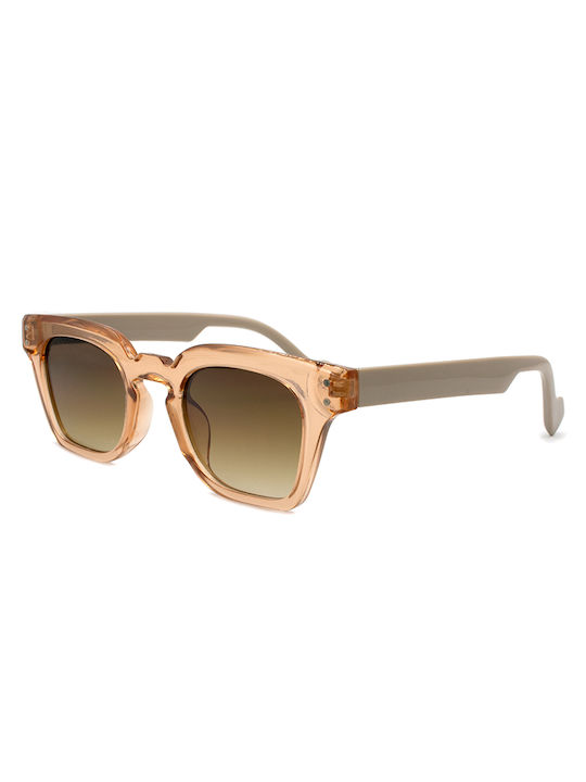 Awear Brodie Women's Sunglasses with Beige Plastic Frame and Brown Gradient Lens